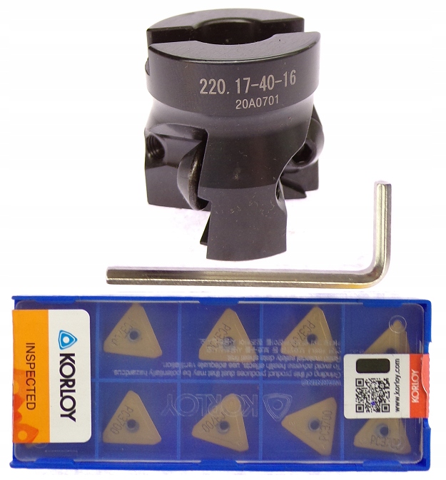 Fréza stopková, SH priemer 40 mm VYLEPŠENÁ NÁSTROJOVÁ OCEL 90 ° + 10× Vložka 1 ks KORLOY TPKN 1603PDSR-SU PC3700